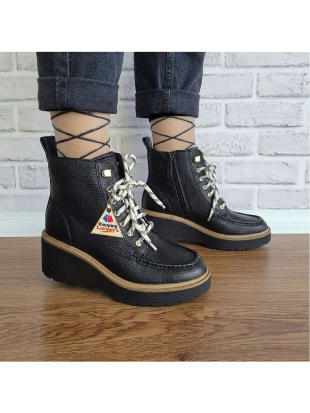 ⭐Cole Haan Waterproof Wedge Size 8B Women's Leather Booties Boots Black W34569⭐